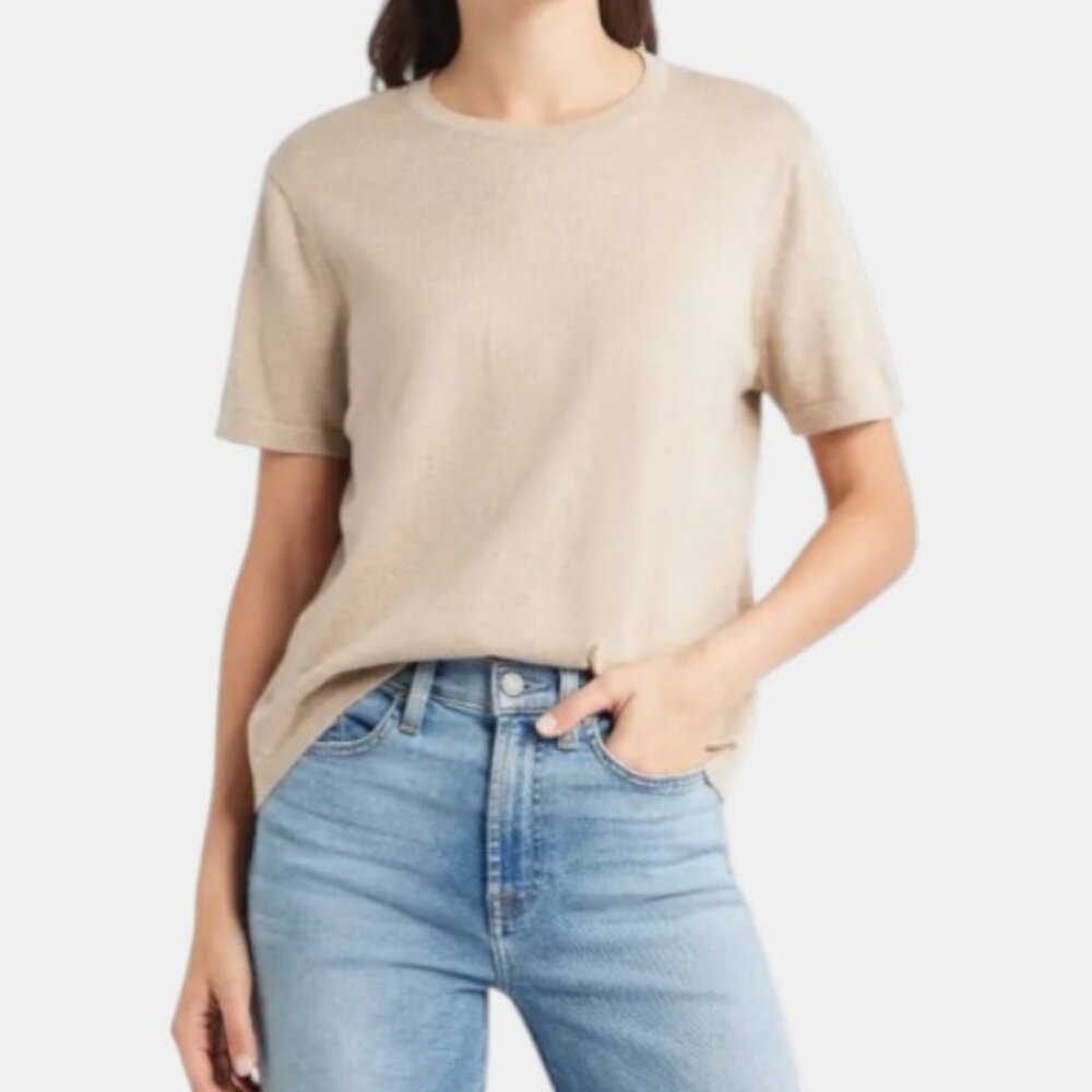 Louben short sleeve top light yellow women's size XL